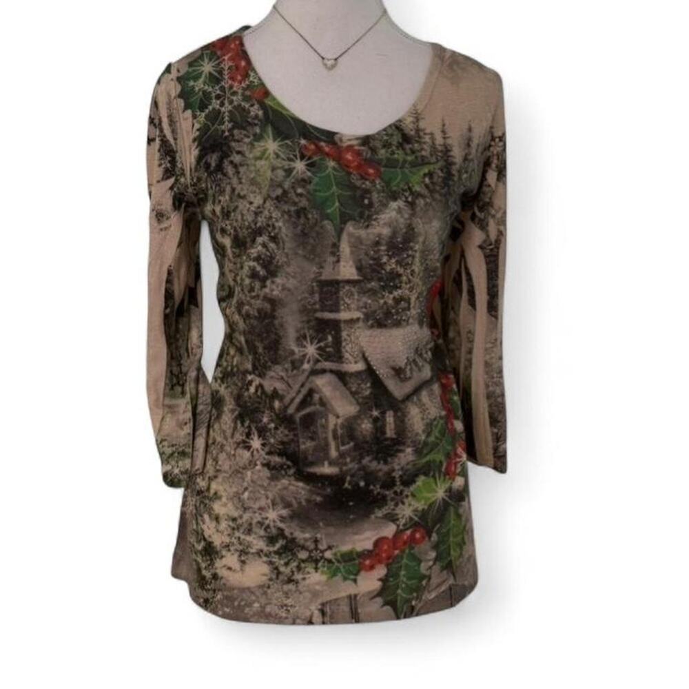 Graphic Cottage Core Boho Y2K LongSleeve Size Large Unique Design Staple Piece
